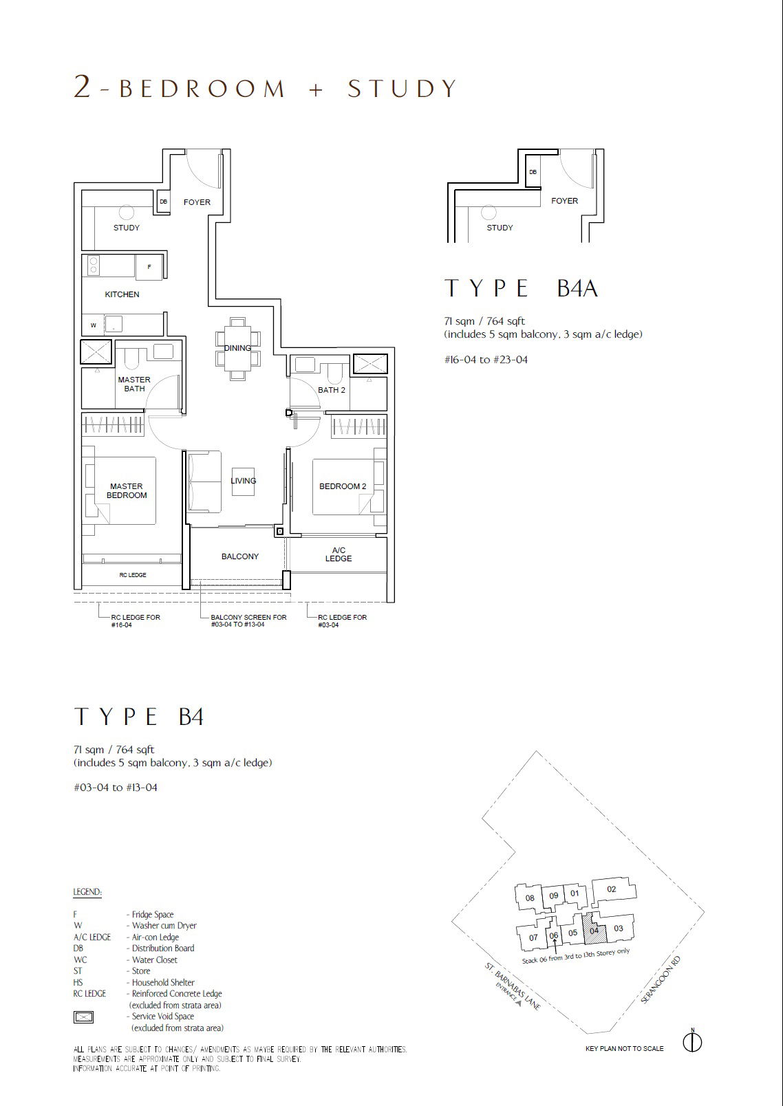 the arcady at boon keng floor plan 2 Bedroom plus study Type b4