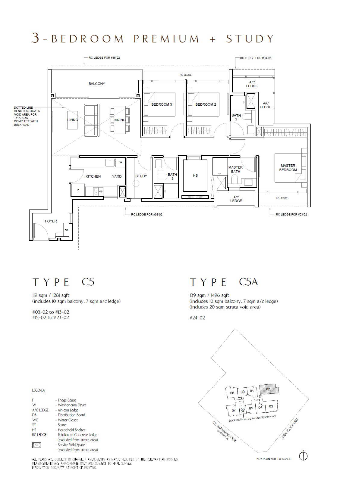 the arcady at boon keng floor plan 3 Bedroom Premium + Study Type C5