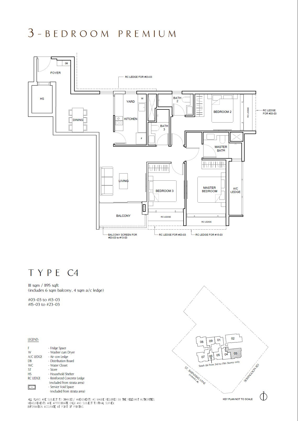 the arcady at boon keng floor plan 3 Bedroom Premium Type C4