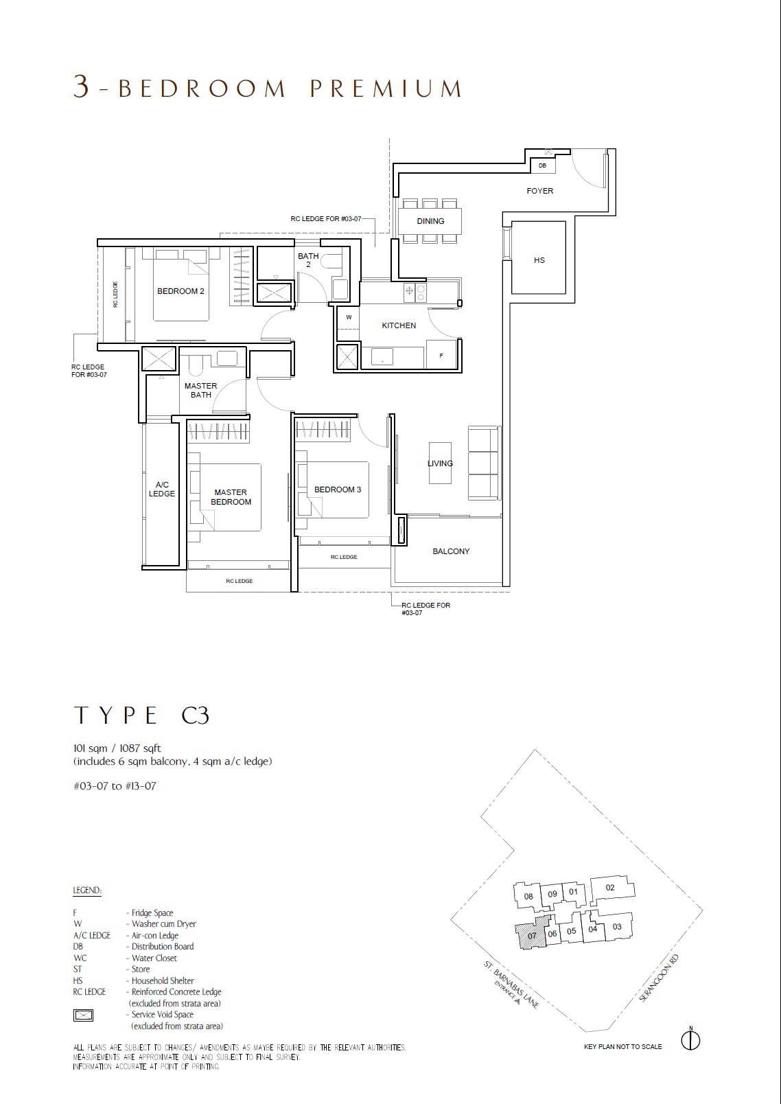 the arcady at boon keng floor plan 3 Bedroom Type C3